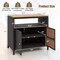 Costway Patio Rattan Storage Cabinet with Acacia Wood Countertop Open Shelf 2 Door Cabinet Black/Mix Brown